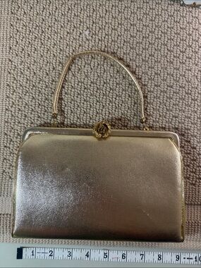 Vintage After Five Gold Handbag Rose Clasp Made in USA